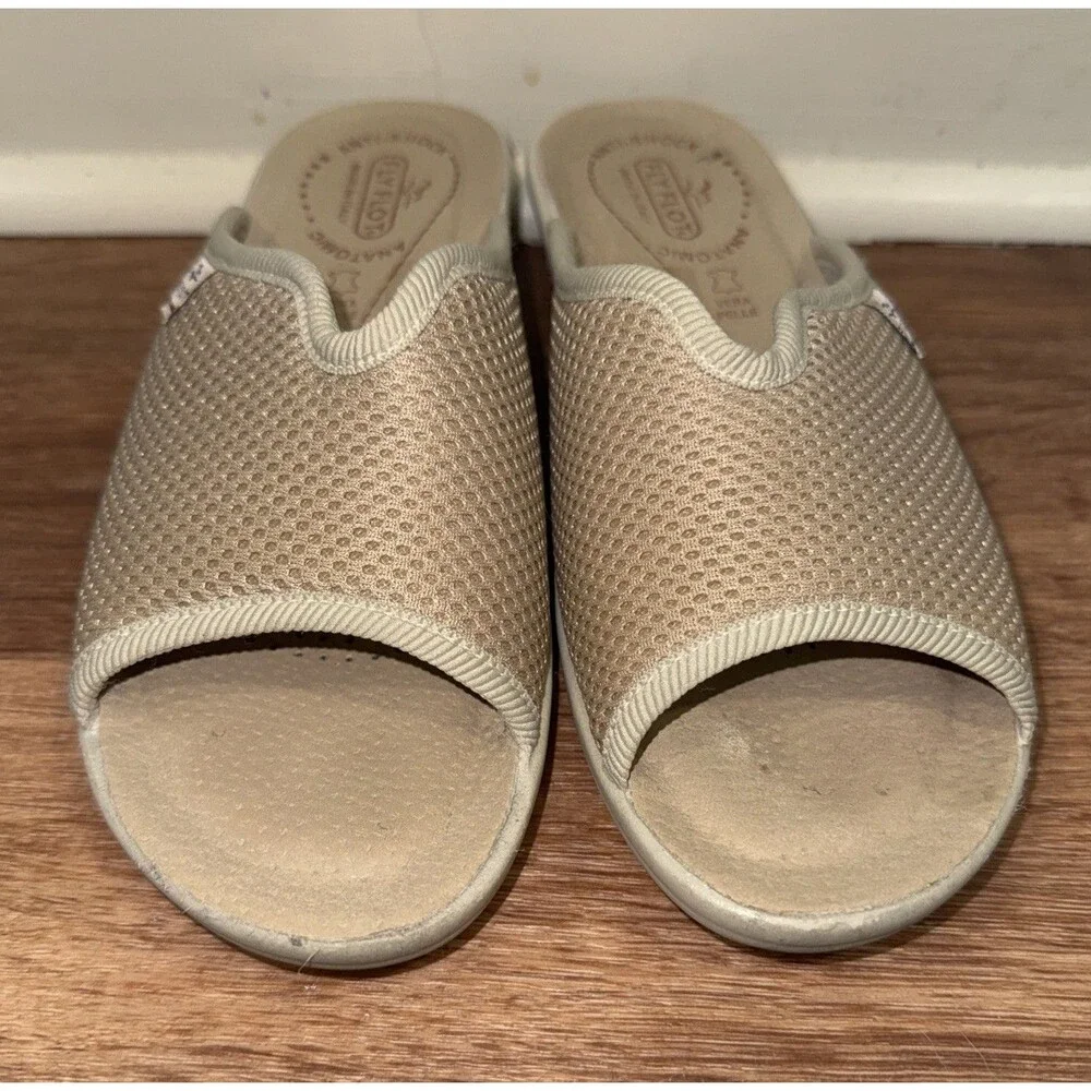 Fly Flot Sandals Womens 7.5 Tan Wedge Slides Slip On Casual Comfort Shoes 38